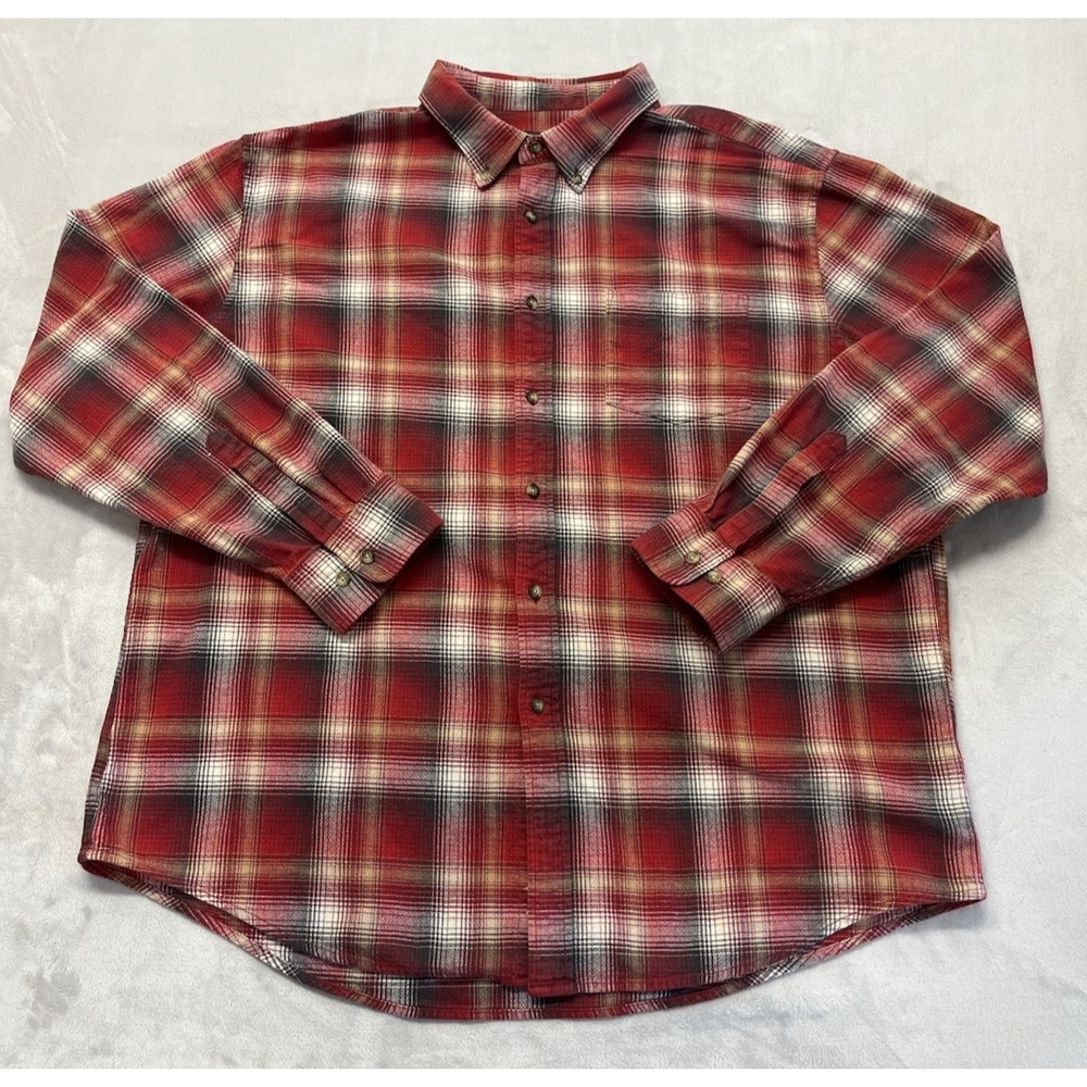 Pendleton Shirt Men 2XL Red Plaid Regular Button Down Cotton Pocket Casual Work